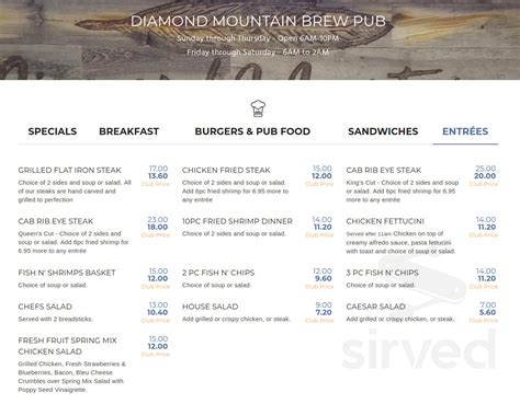 diamond mountain casino menu|SPORTS BAR AND GRILL AT DIAMOND MOUNTAIN CASINO, Susanville .